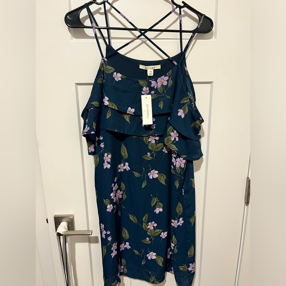 Miami Floral Strappy Cold Shoulder Slip Dress Multi Strap Like NEW Medium